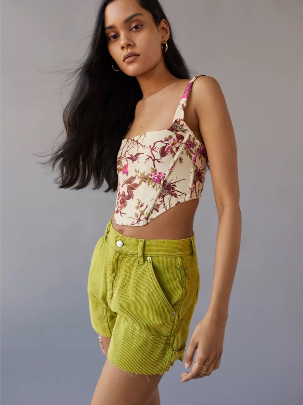 Urban Outfitters | BDG Corduroy Cutoff Carpenter Shorts | Olive - Picture 3 of 12